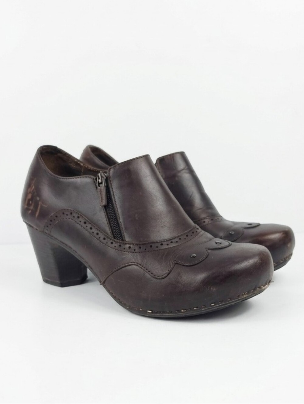 Dansko‎ Nancy Brown Leather Heeled Women's Clogs Size EU 41 - US 10.5- 11
